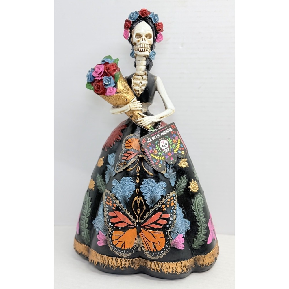 NWT Día de los Muertos Catrina Figurine Monarch Butterfly  15" Day of Dead Goth
